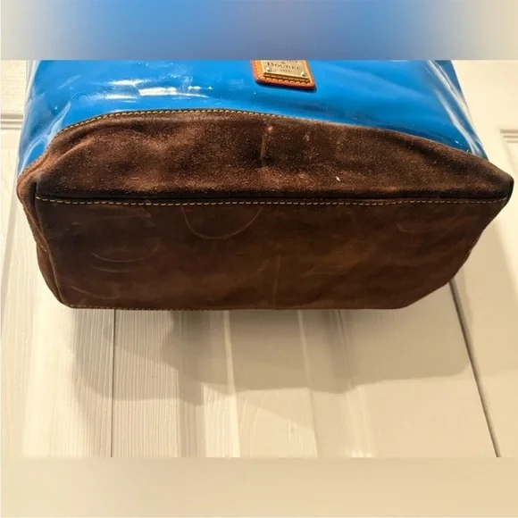 Dooney & Bourke Glossy Blue and Brown Tote - Picture 10 of 13